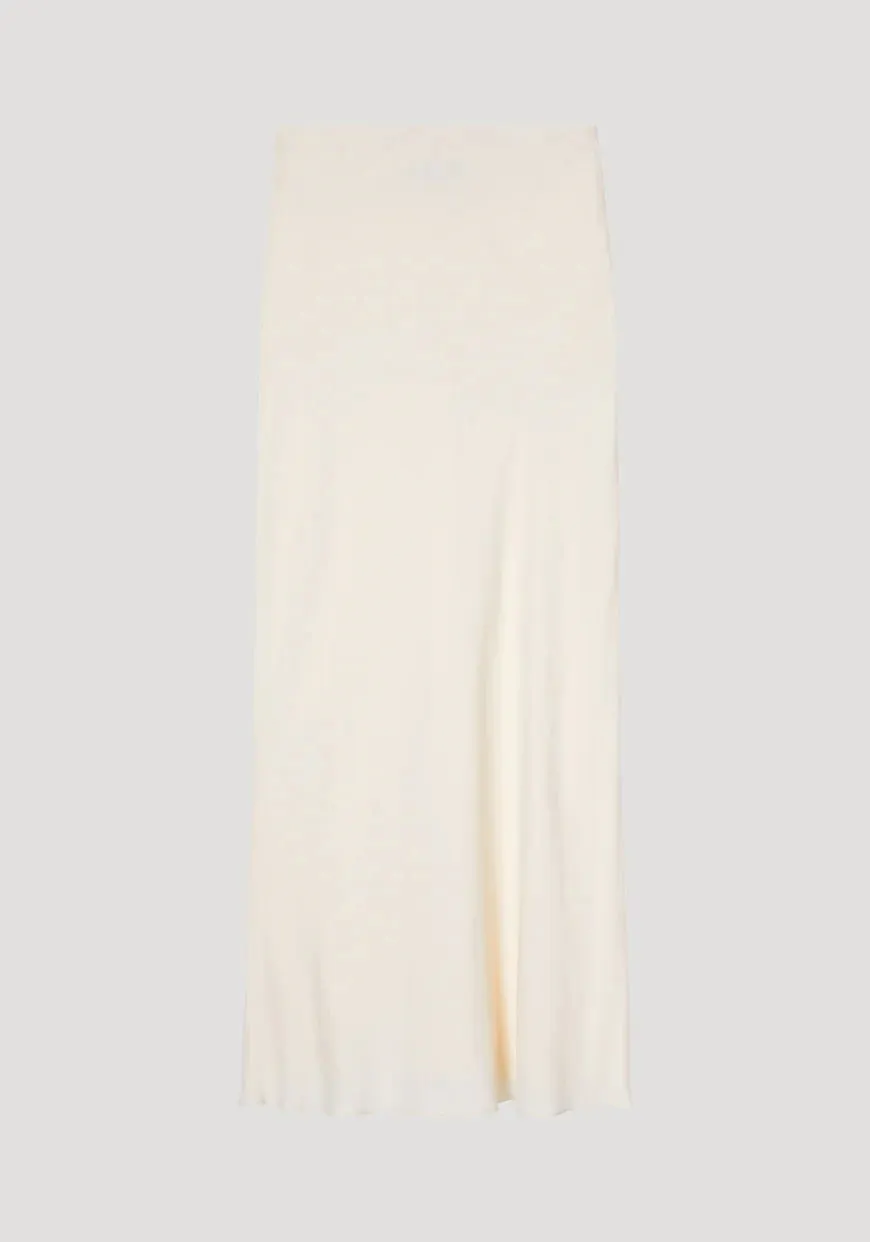 Long Satin Skirt: Cream