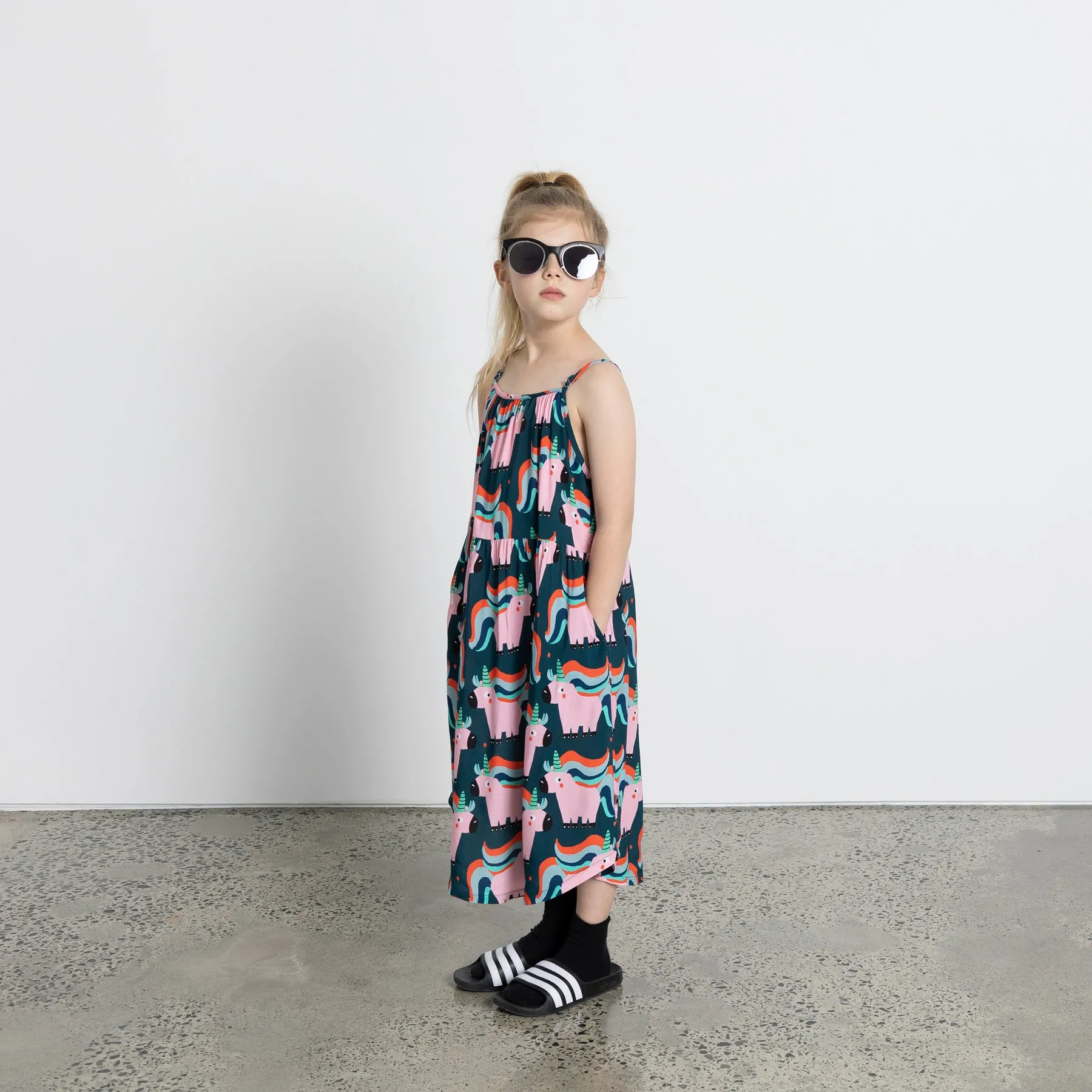 Minti Sporty Unicorns Midi Dress - Dark Turquoise