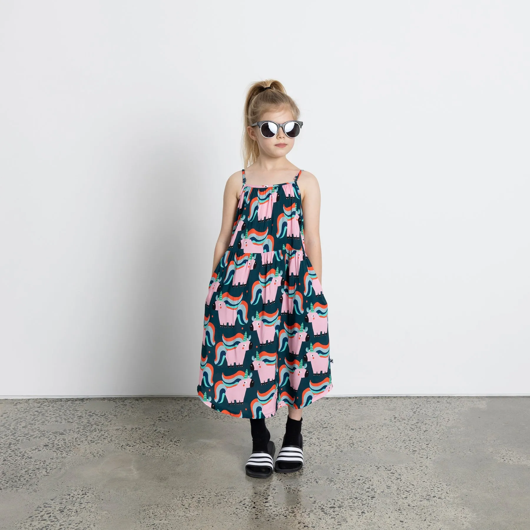 Minti Sporty Unicorns Midi Dress - Dark Turquoise