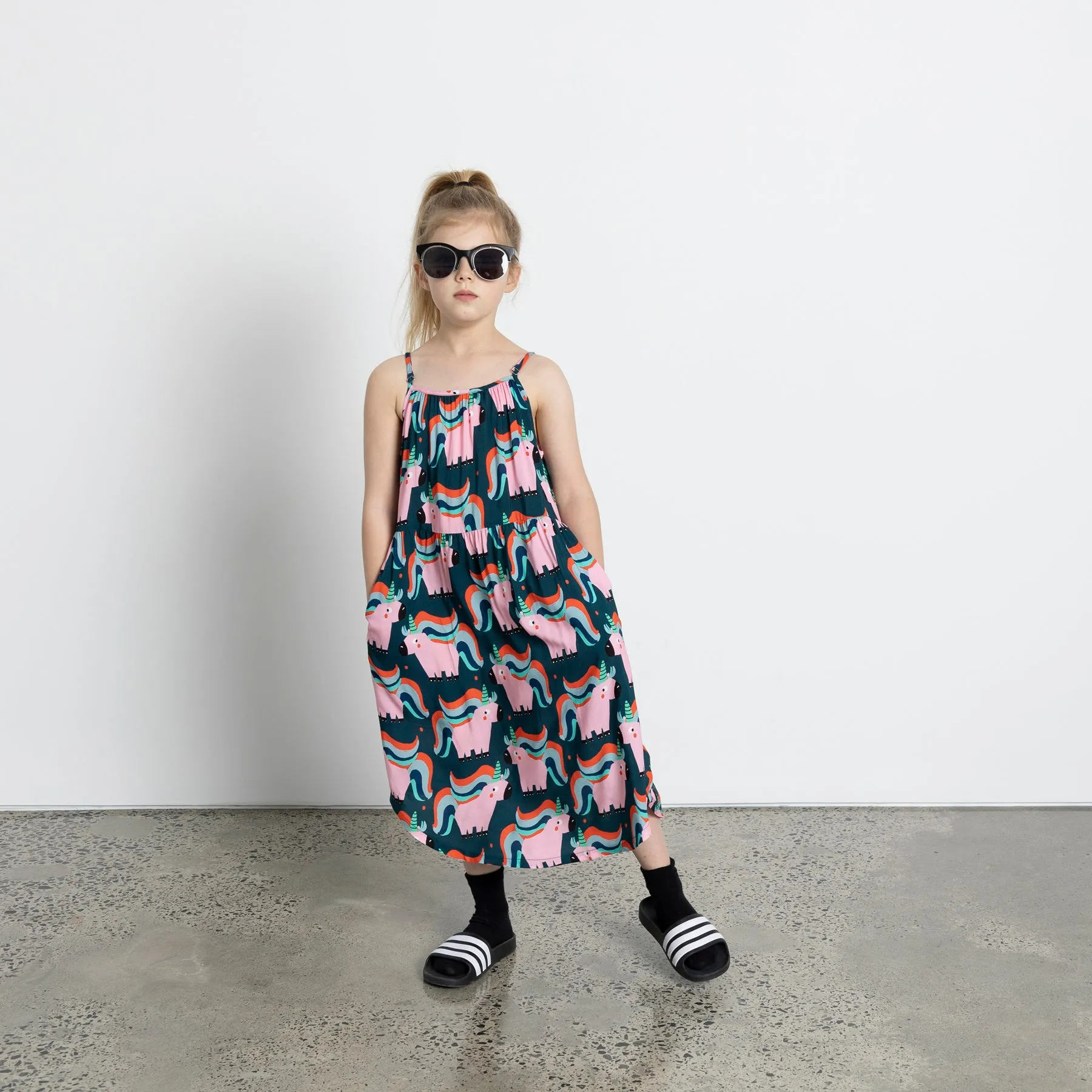 Minti Sporty Unicorns Midi Dress - Dark Turquoise