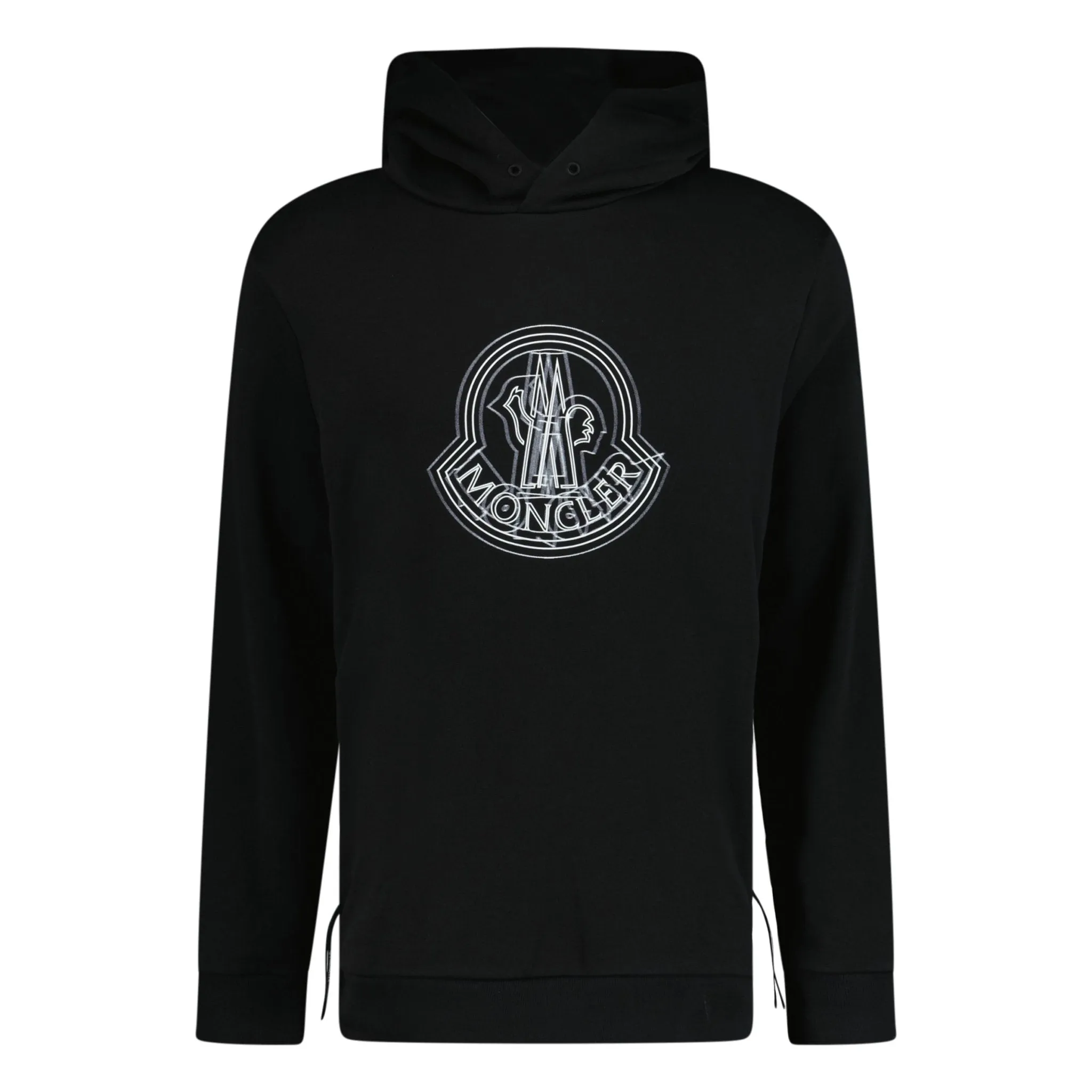 MONCLER LOGO PATCH PULLOVER HOODIE BLACK