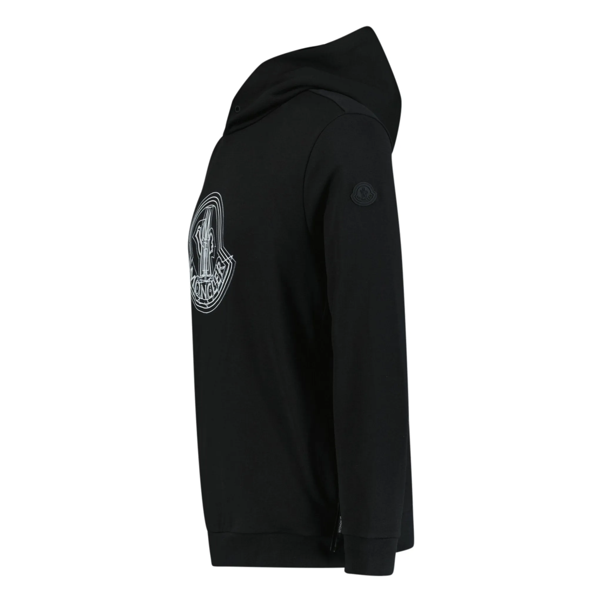 MONCLER LOGO PATCH PULLOVER HOODIE BLACK