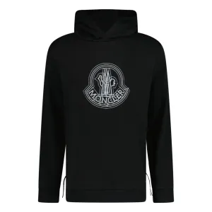 MONCLER LOGO PATCH PULLOVER HOODIE BLACK