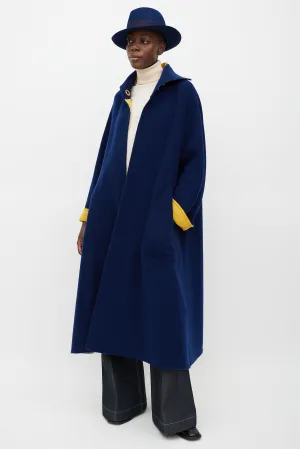 Navy & Yellow Wool Grommet Coat