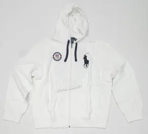 Nwt Polo Ralph Lauren White Team USA Olympic Big Pony Zip Up Hoodie