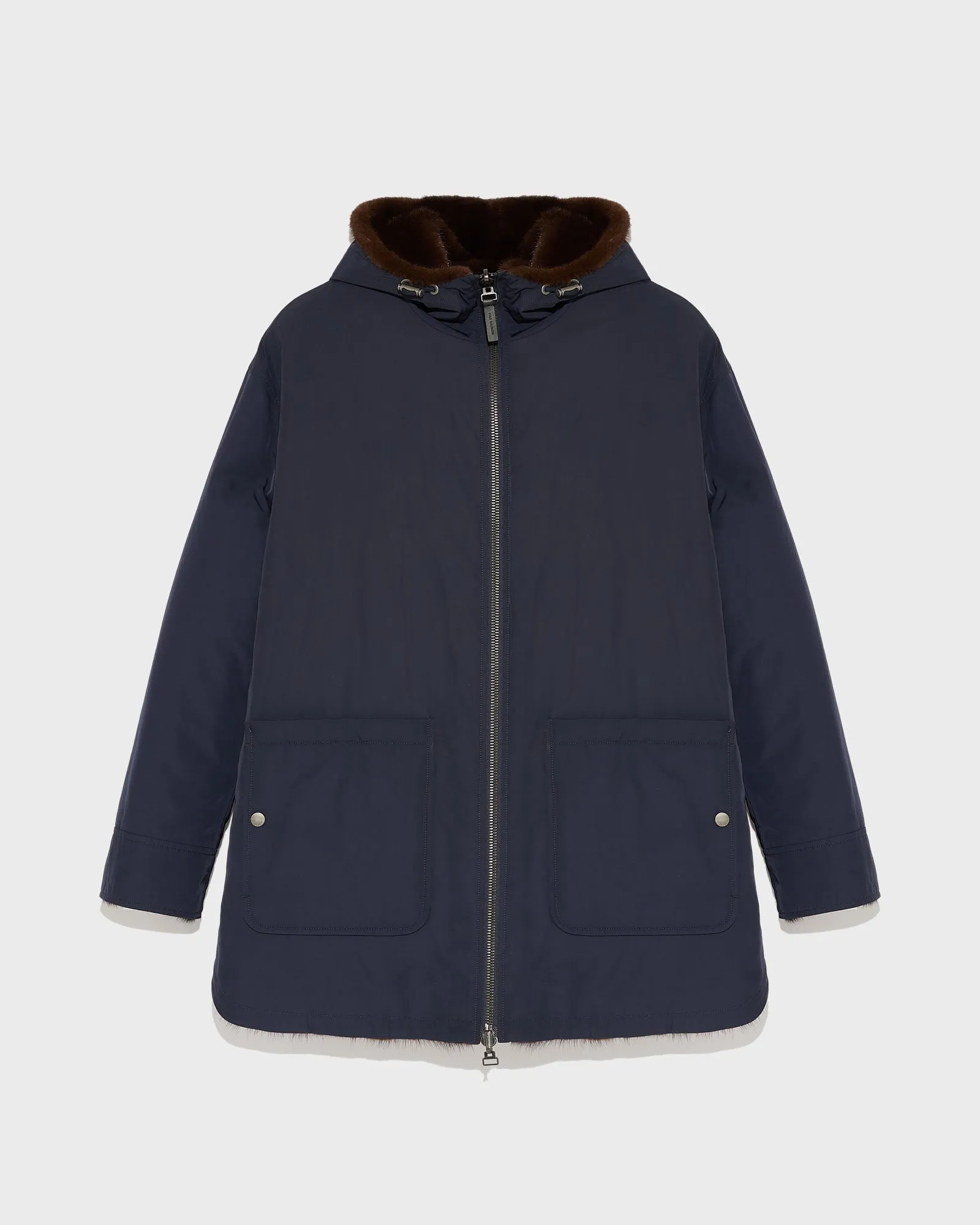 Parka en tissu technique réversible vison