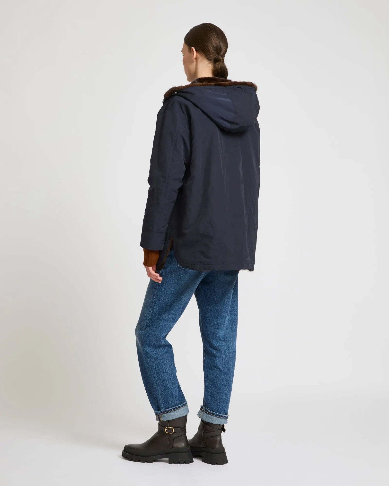 Parka en tissu technique réversible vison