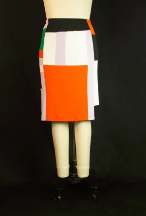 Patchwork with Orange Patch Matte Jersey Skirt Medium