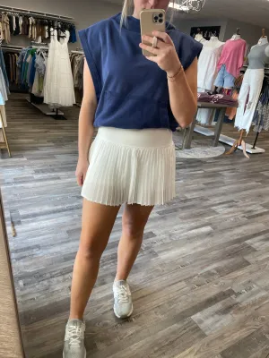 Pleated Skort - White