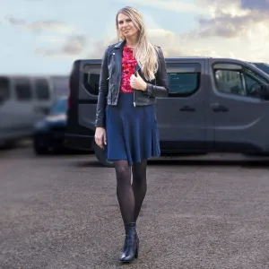 Reiss Navy Christa Fit & Flare Short Skirt