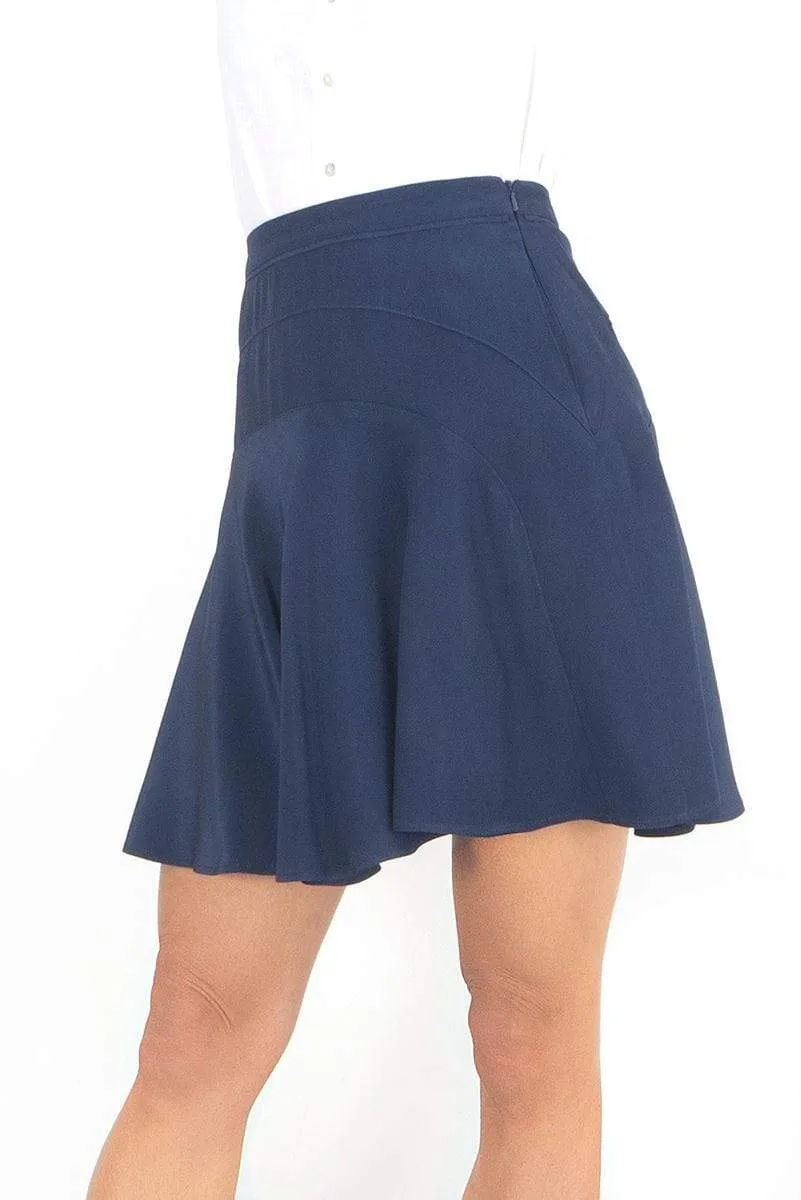 Reiss Navy Christa Fit & Flare Short Skirt