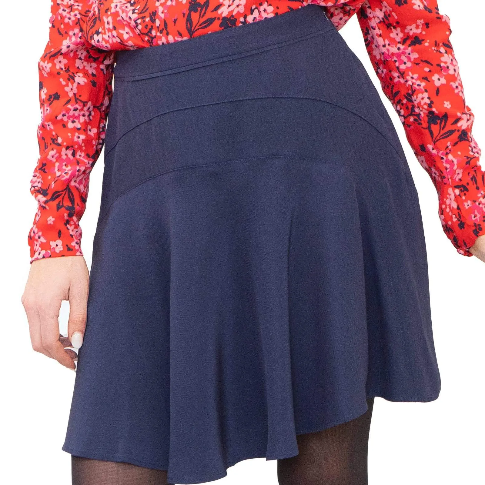 Reiss Navy Christa Fit & Flare Short Skirt