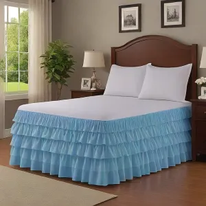 Ruffle Bed Skirt 1Pc Sky Blue Egyptian Cotton 1000TC