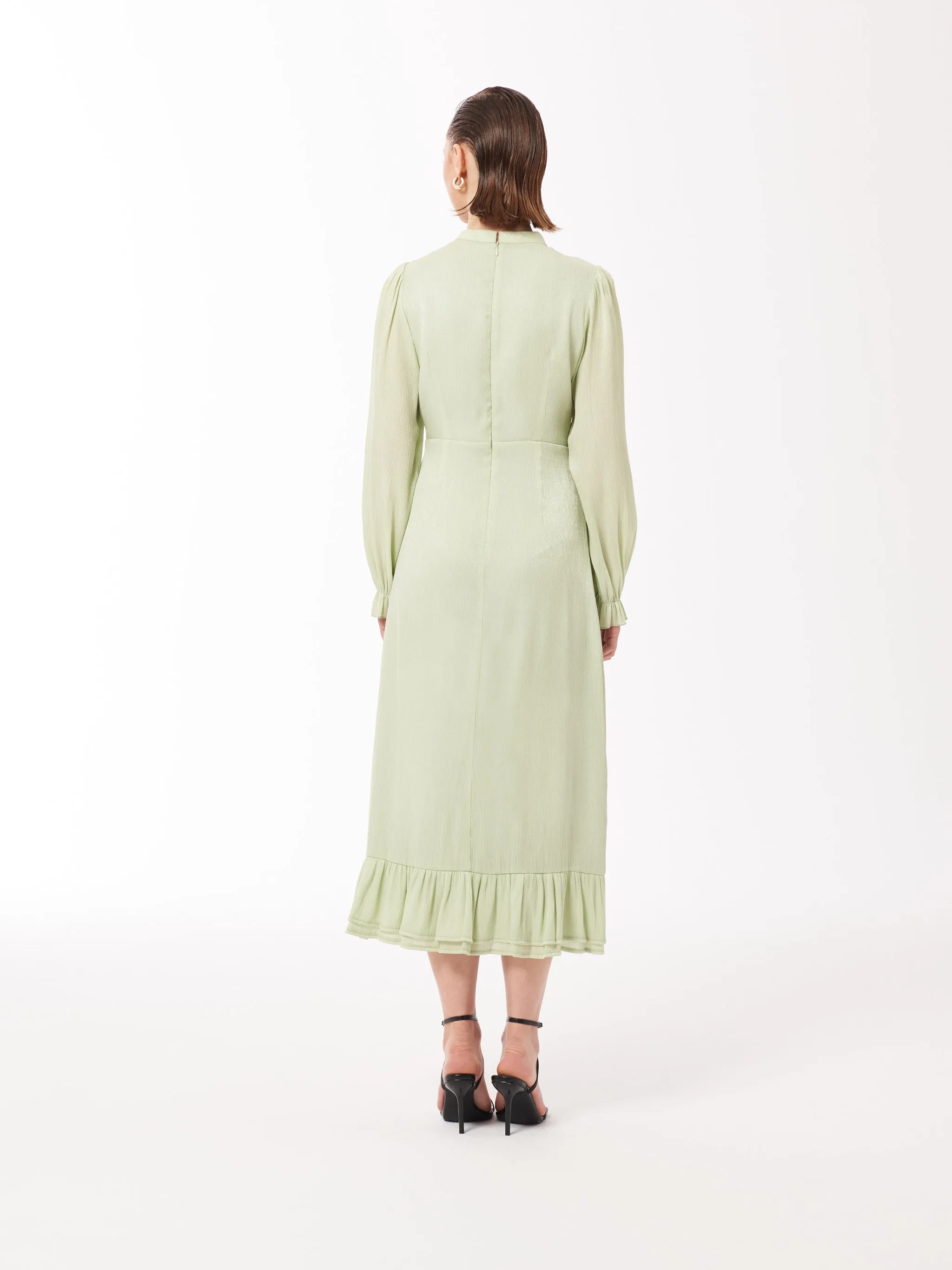 Ruffled Midi Dress in Surf Crest Green