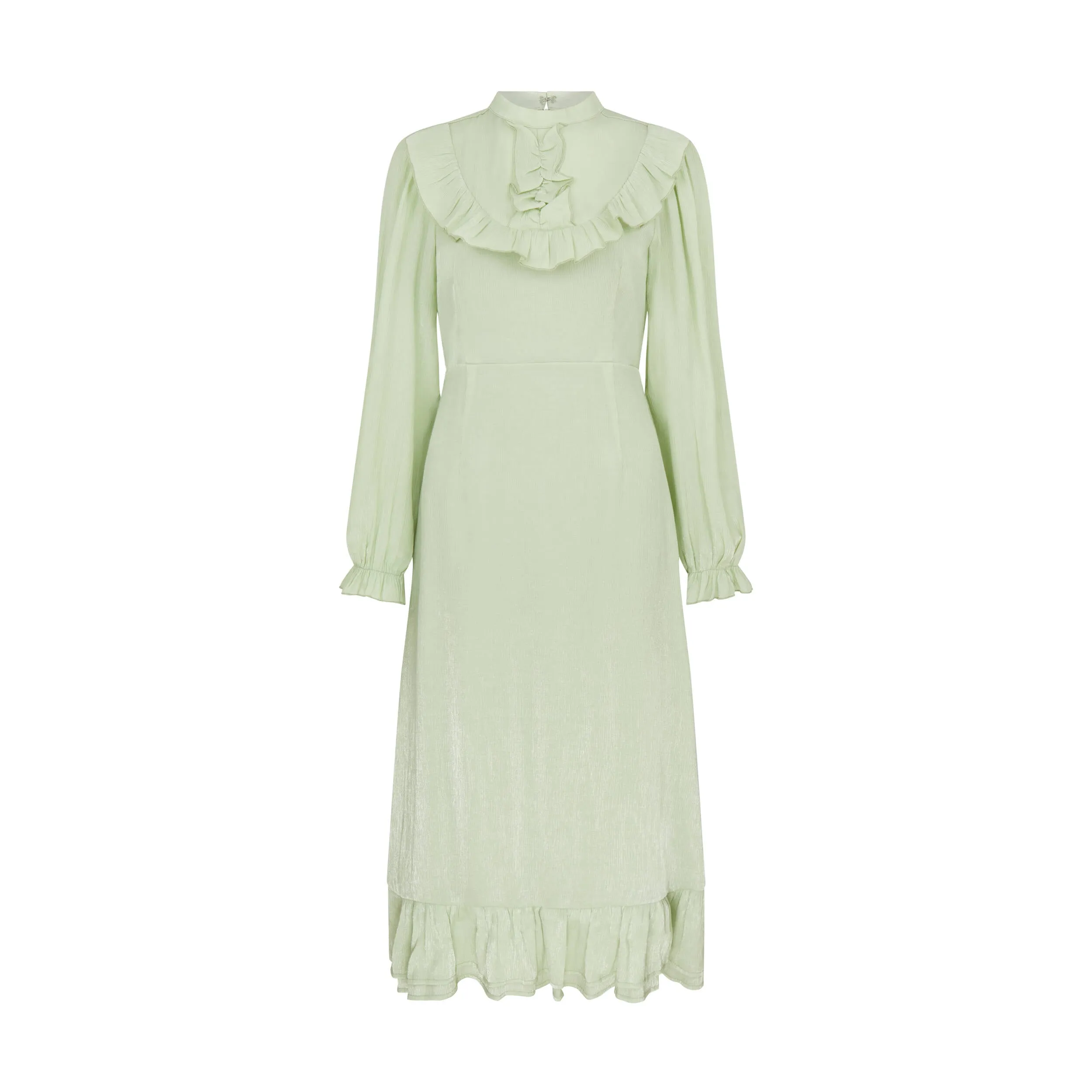 Ruffled Midi Dress in Surf Crest Green
