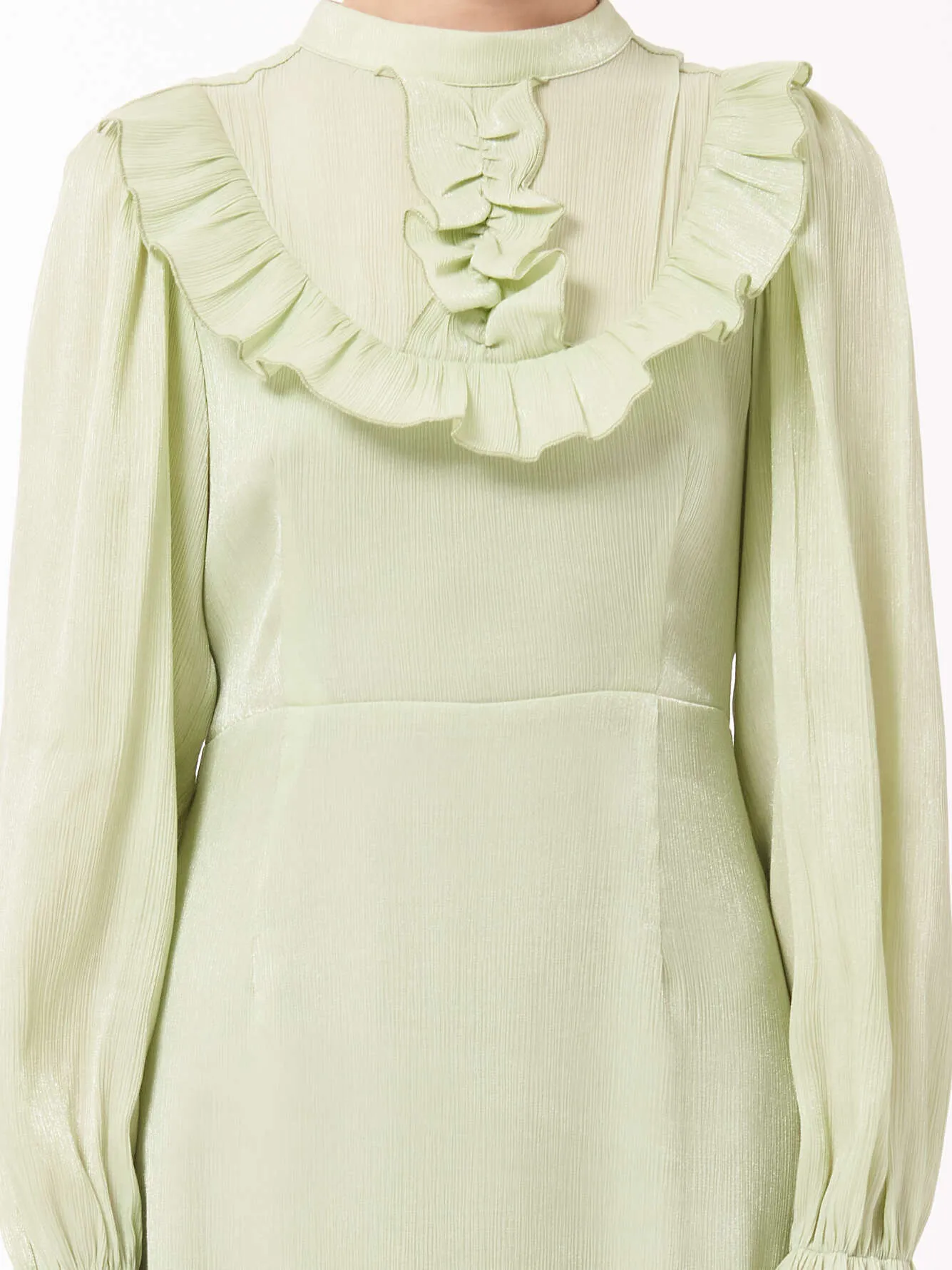 Ruffled Midi Dress in Surf Crest Green