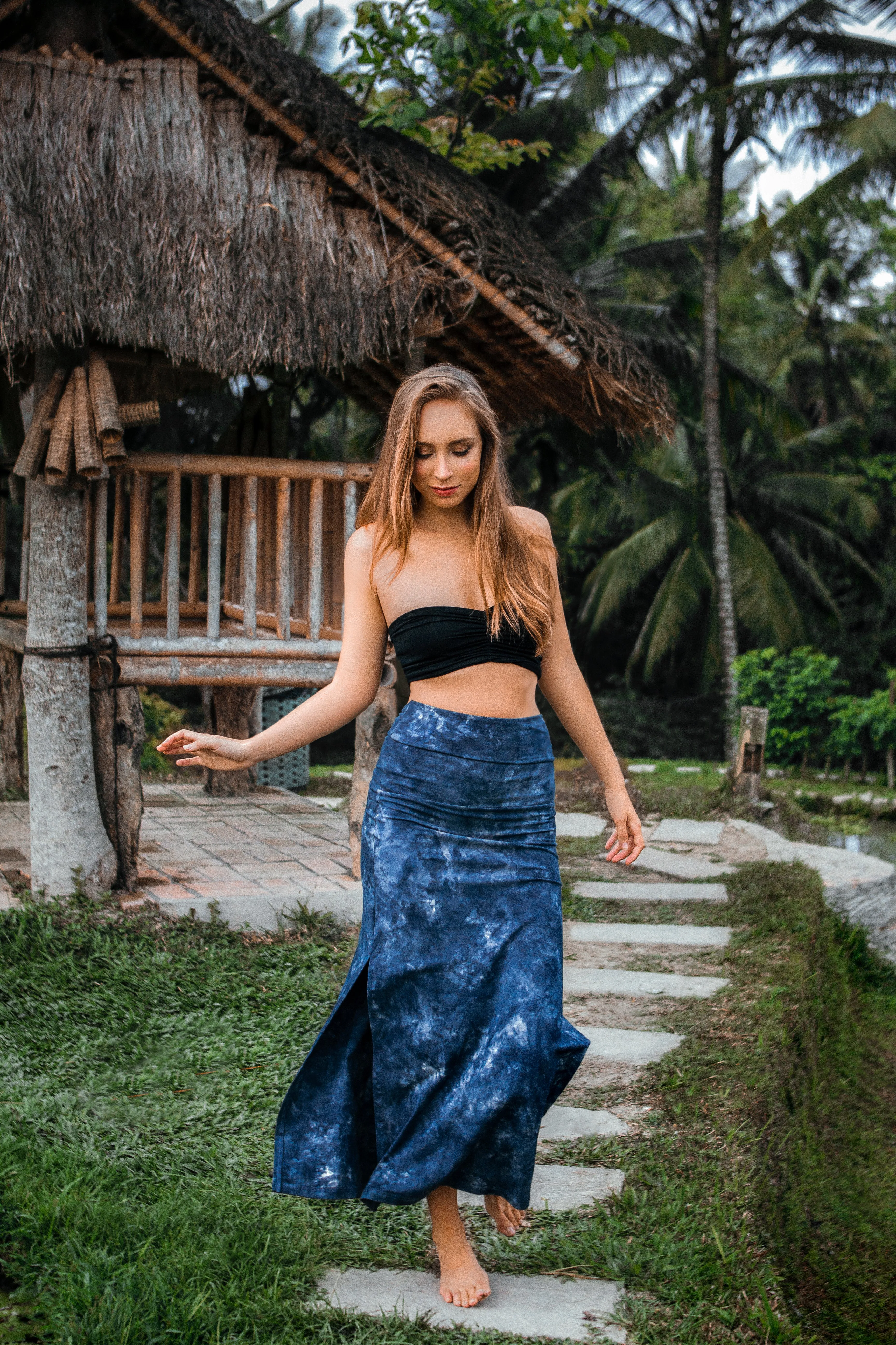 Smokey blue grey organic bamboo skirt or dress
