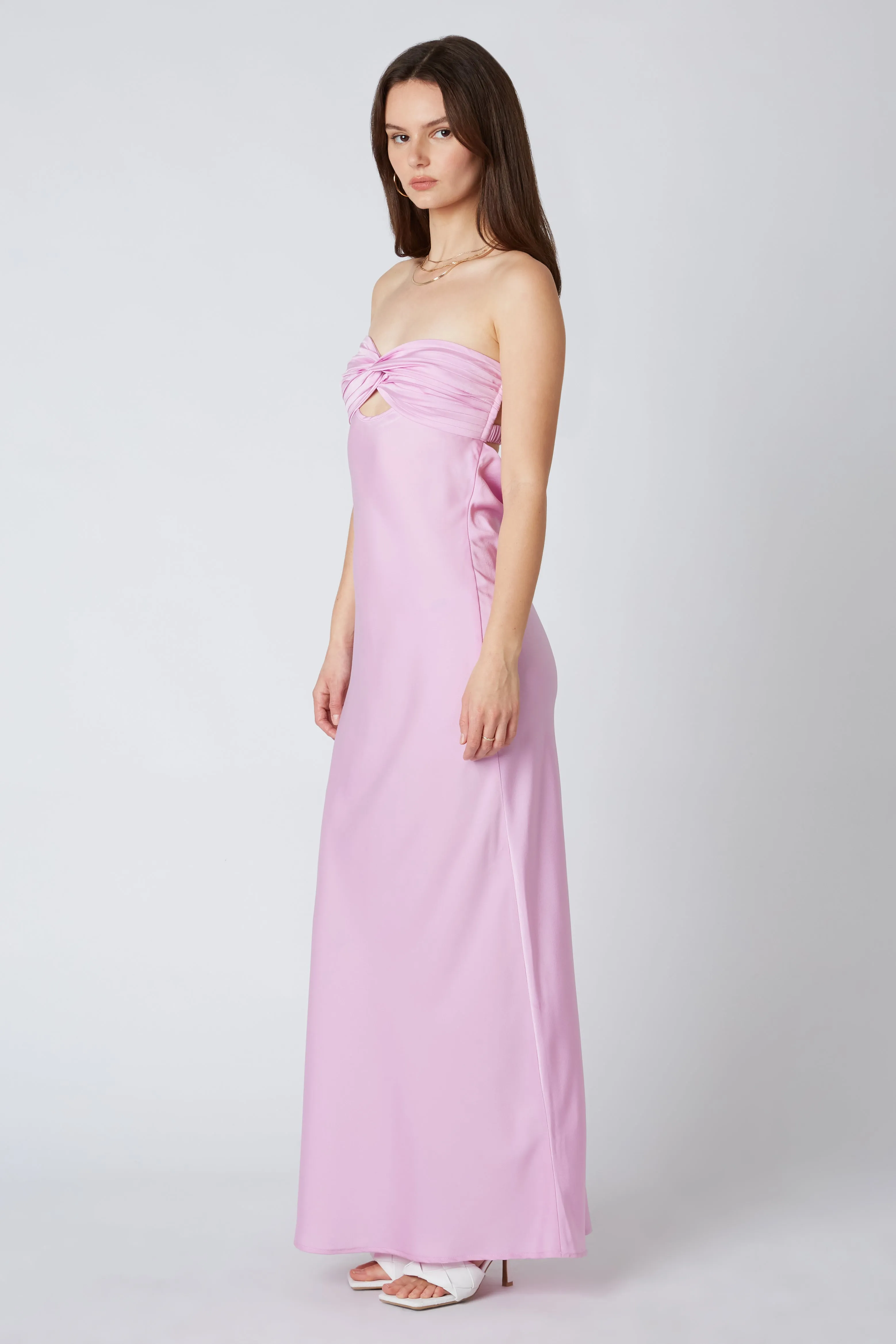 Strapless Satin Maxi Dress