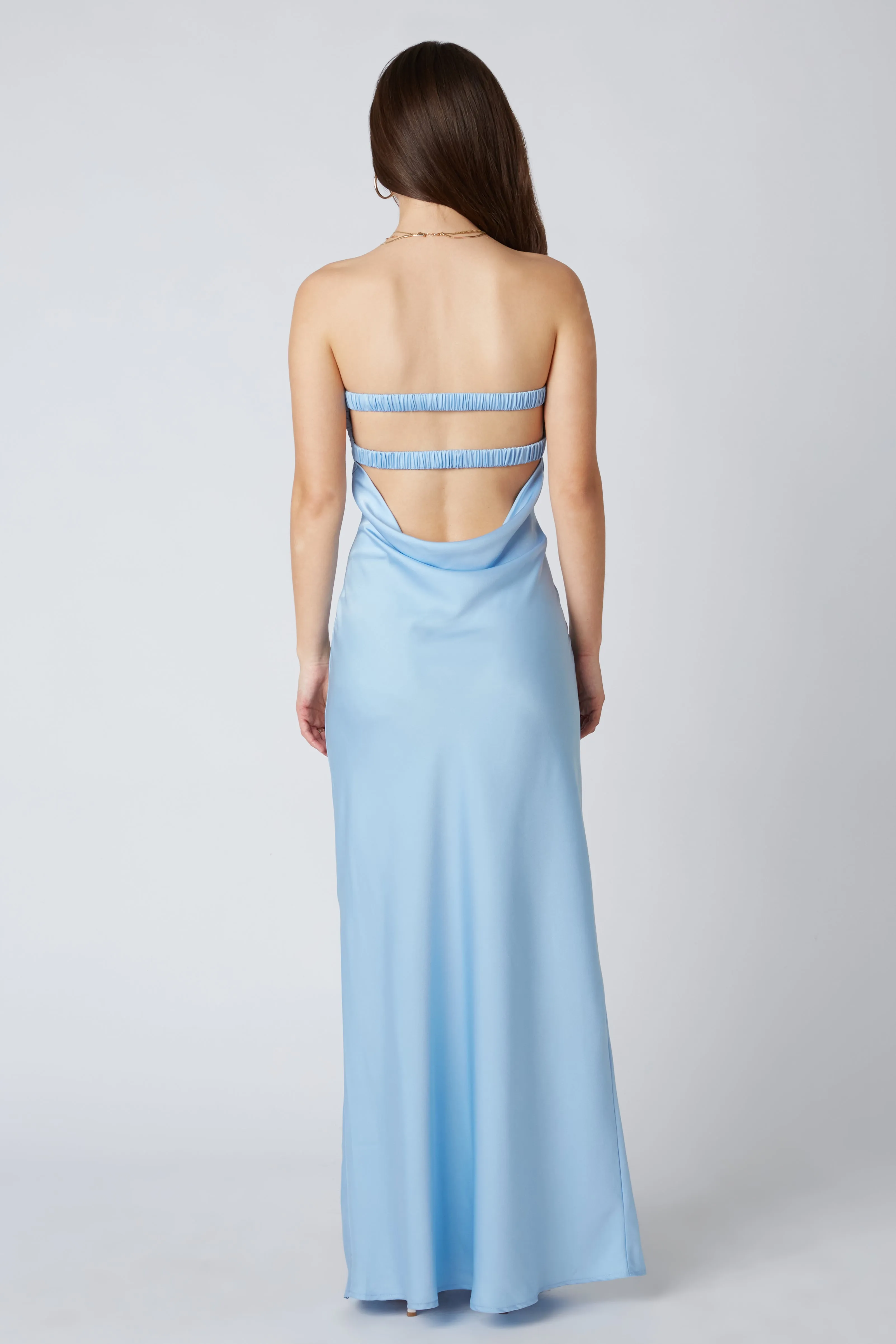 Strapless Satin Maxi Dress