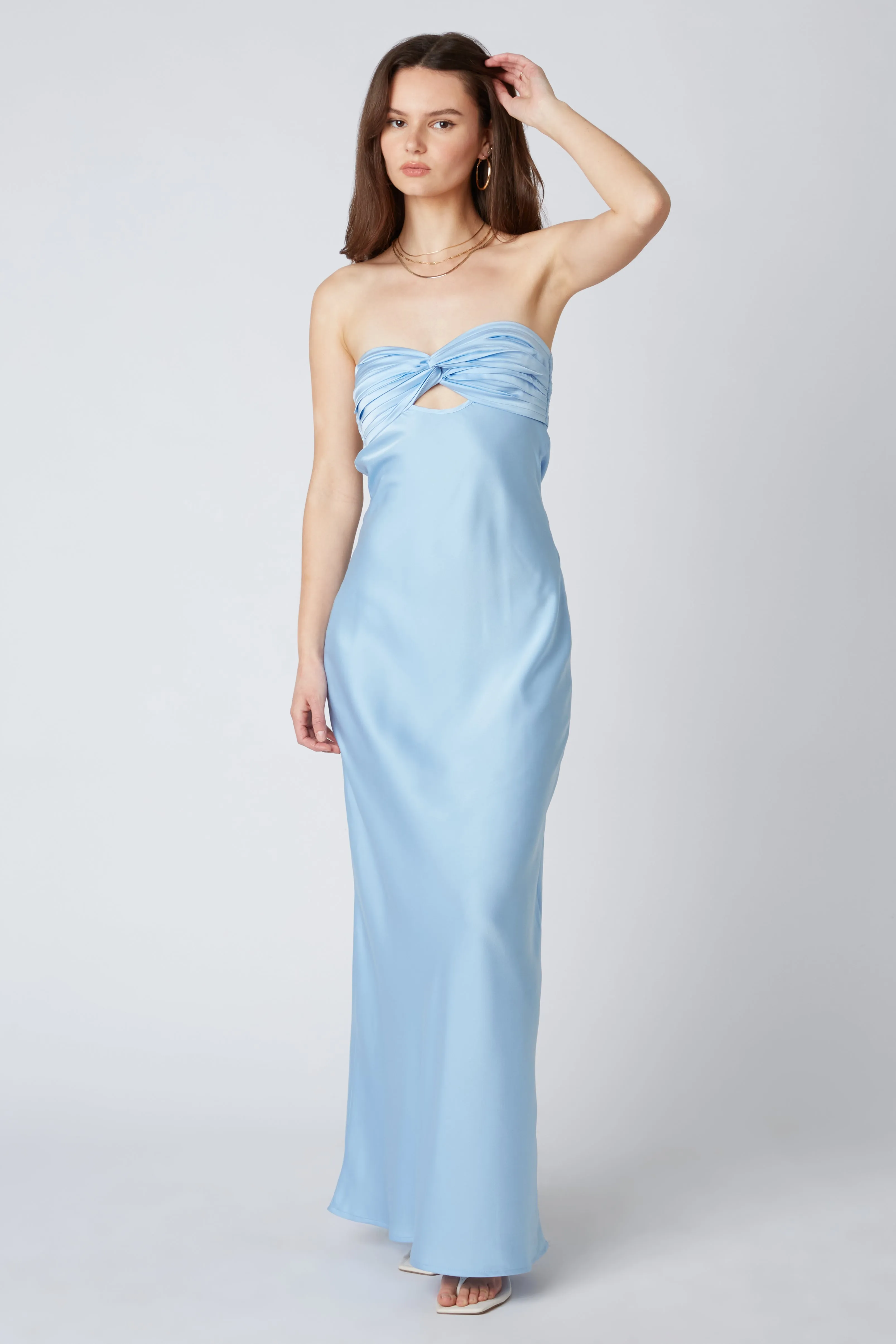 Strapless Satin Maxi Dress