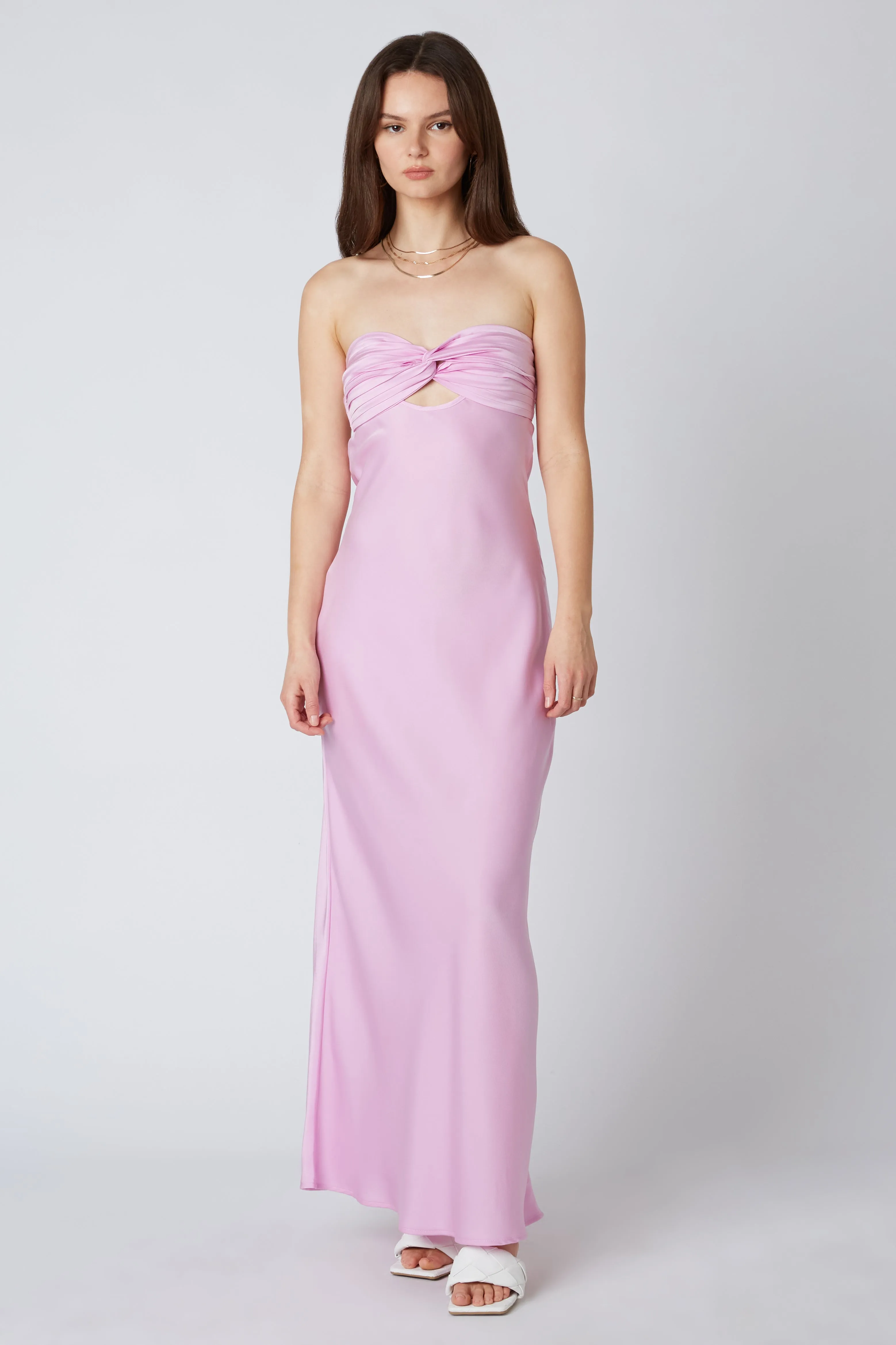 Strapless Satin Maxi Dress