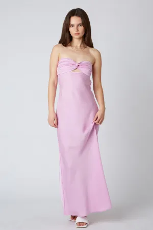 Strapless Satin Maxi Dress