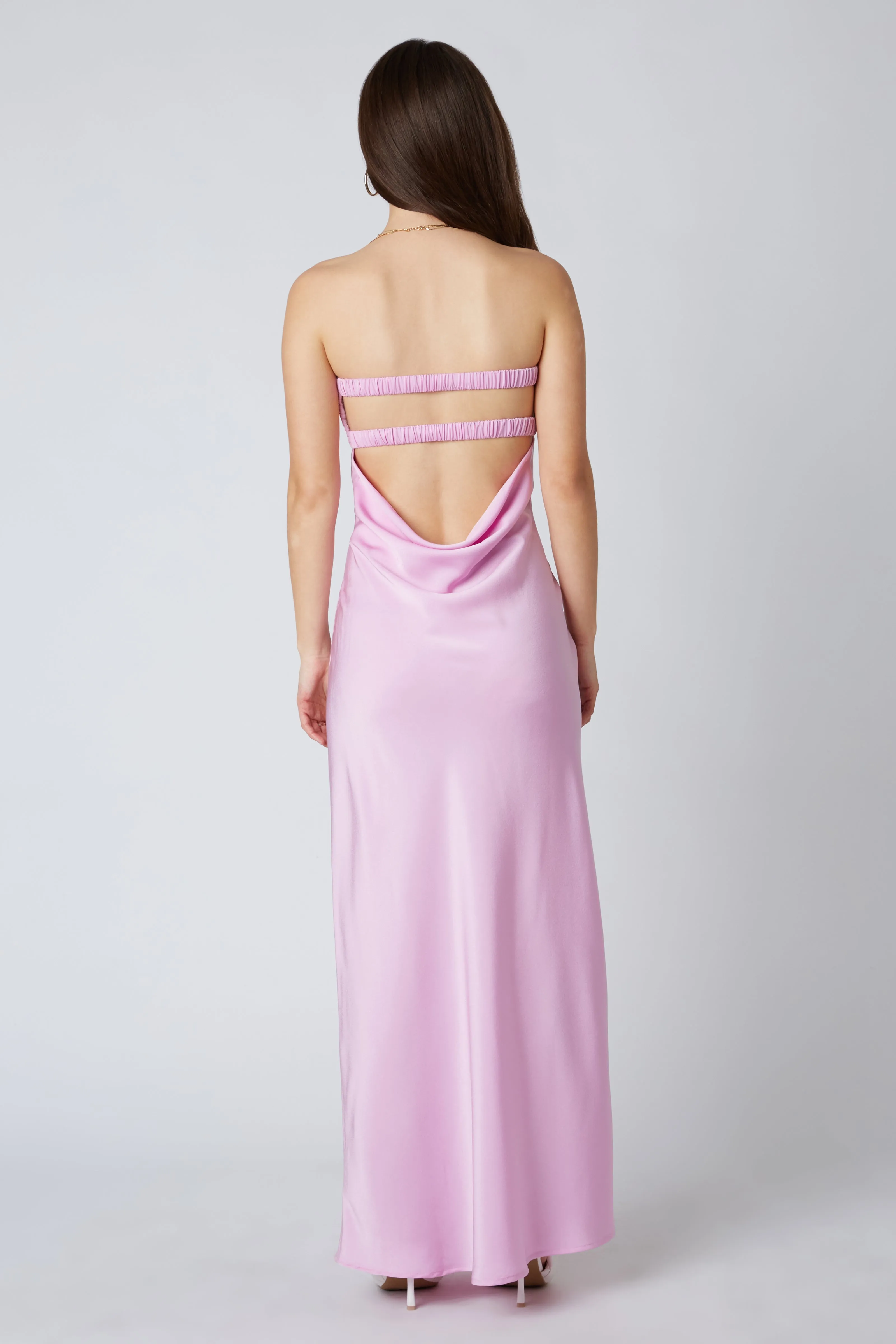 Strapless Satin Maxi Dress