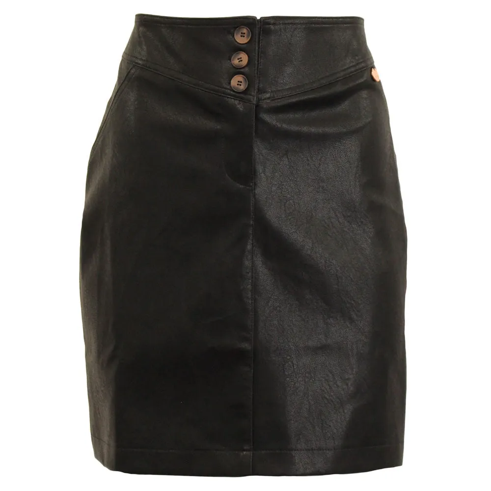 SUSAN LEATHERETTE SKIRT (BLACK)