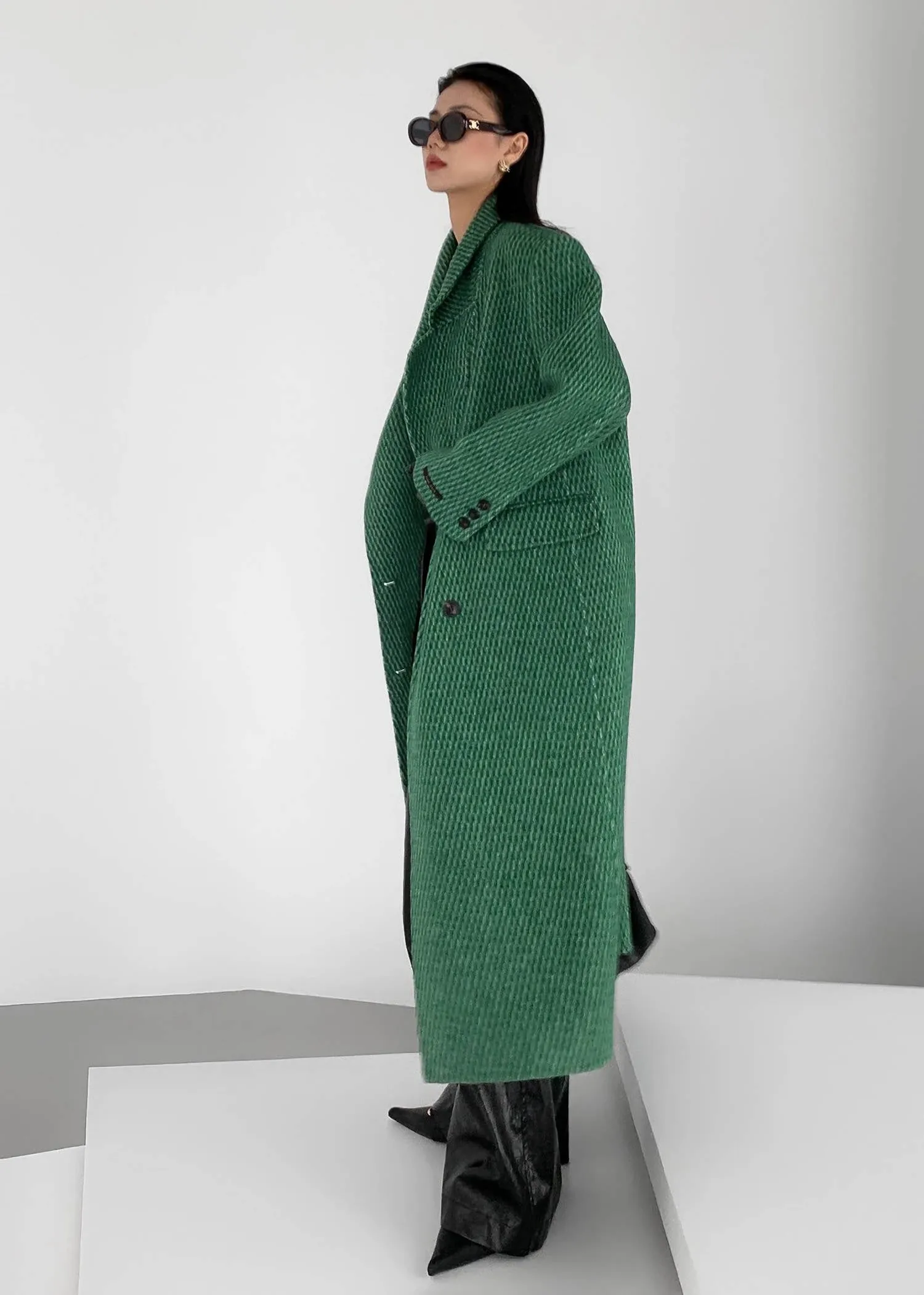 Textured Double Face Wool & Cashmere Overcoat