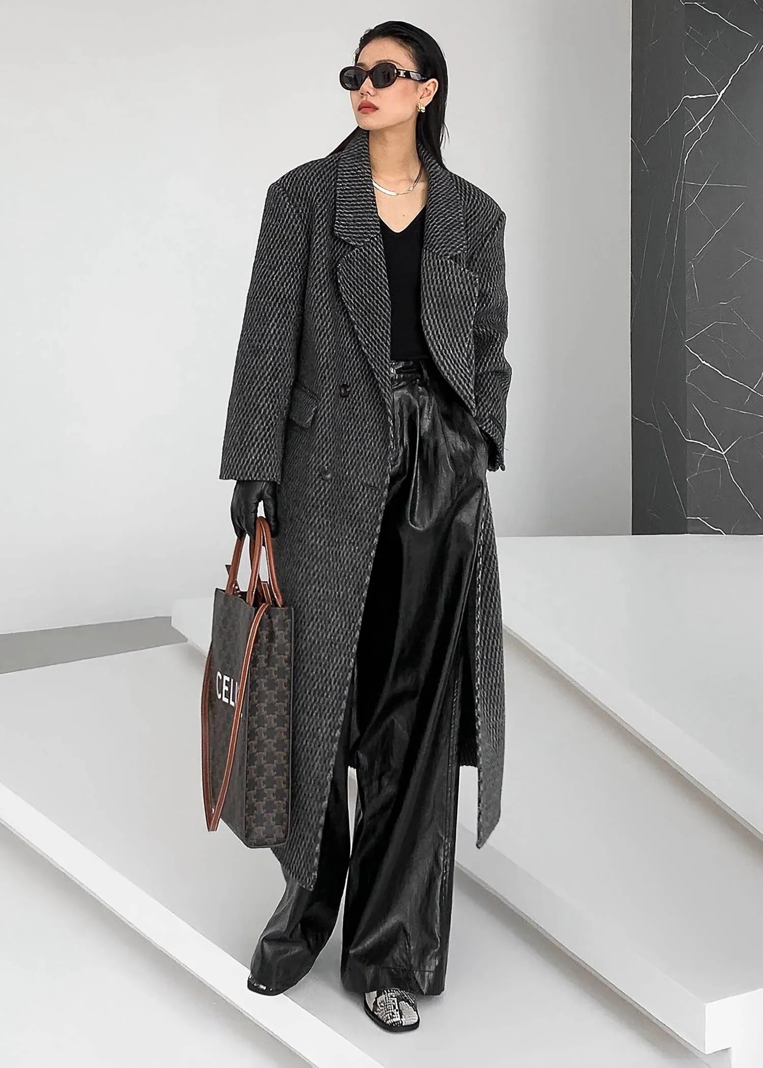 Textured Double Face Wool & Cashmere Overcoat