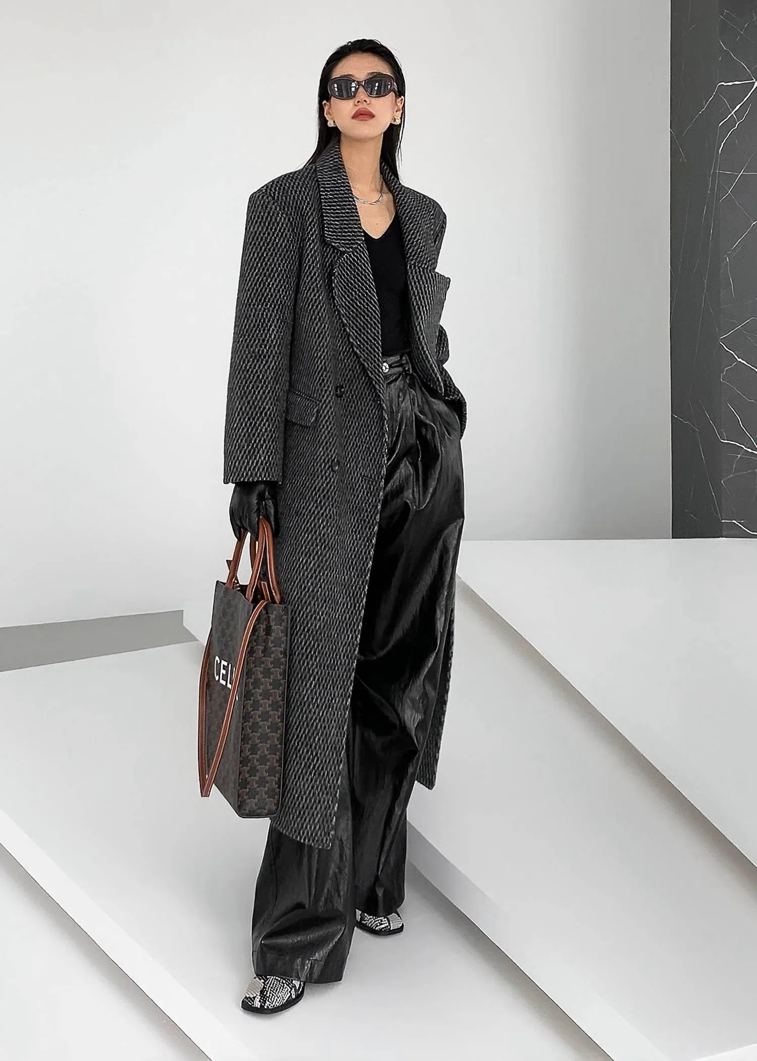 Textured Double Face Wool & Cashmere Overcoat