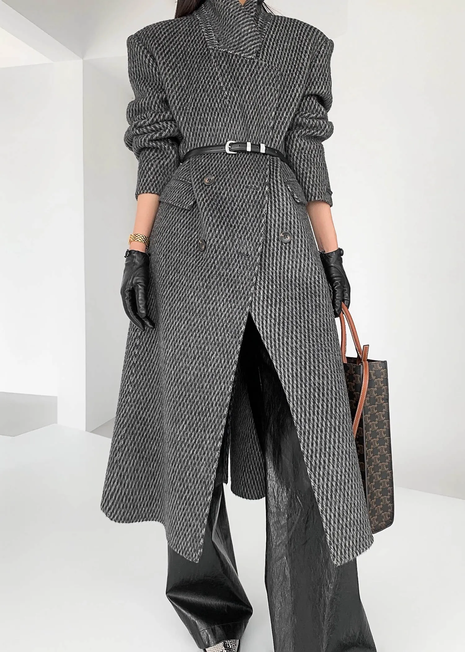 Textured Double Face Wool & Cashmere Overcoat