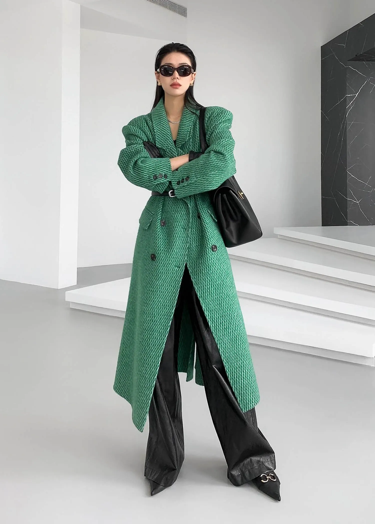 Textured Double Face Wool & Cashmere Overcoat