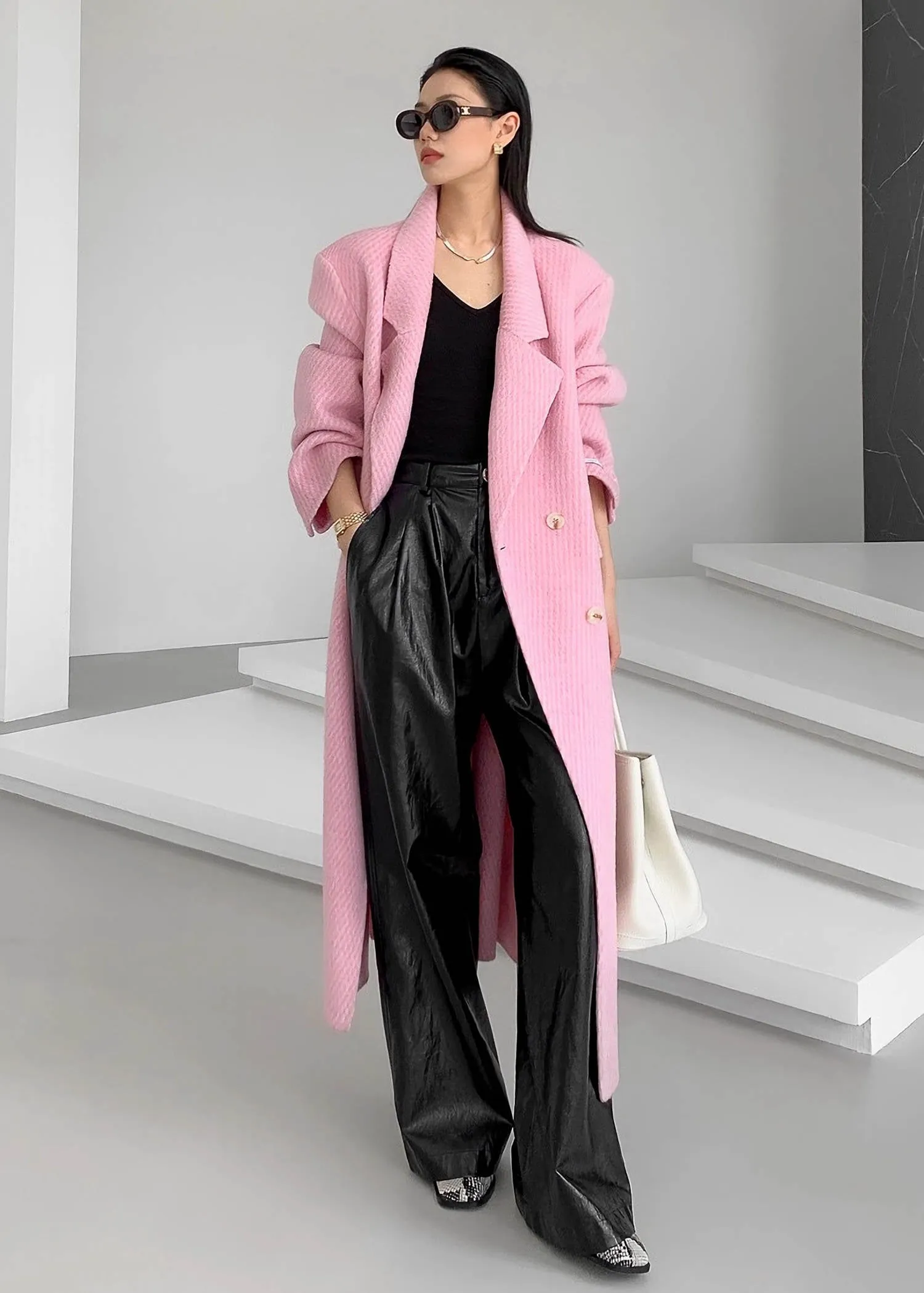 Textured Double Face Wool & Cashmere Overcoat