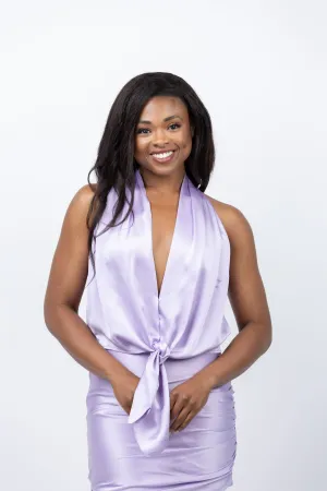 The Sei Sleeveless Tie Blouse in Icy Lilac