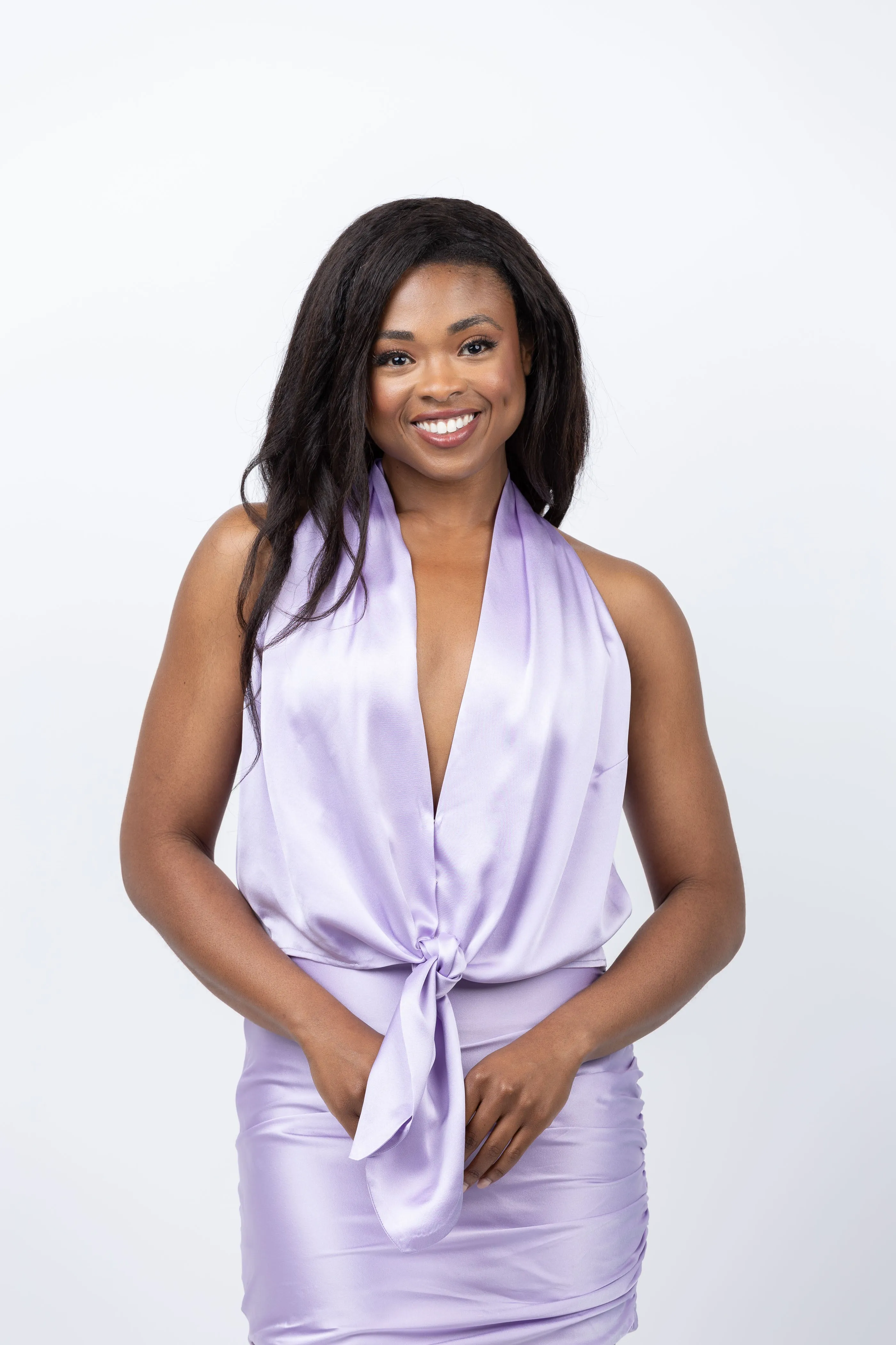 The Sei Sleeveless Tie Blouse in Icy Lilac