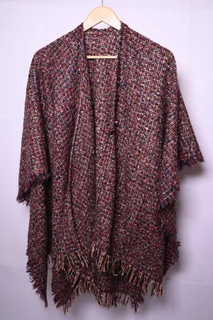 Thriftyfy Red & Dotted Design Winter Cape