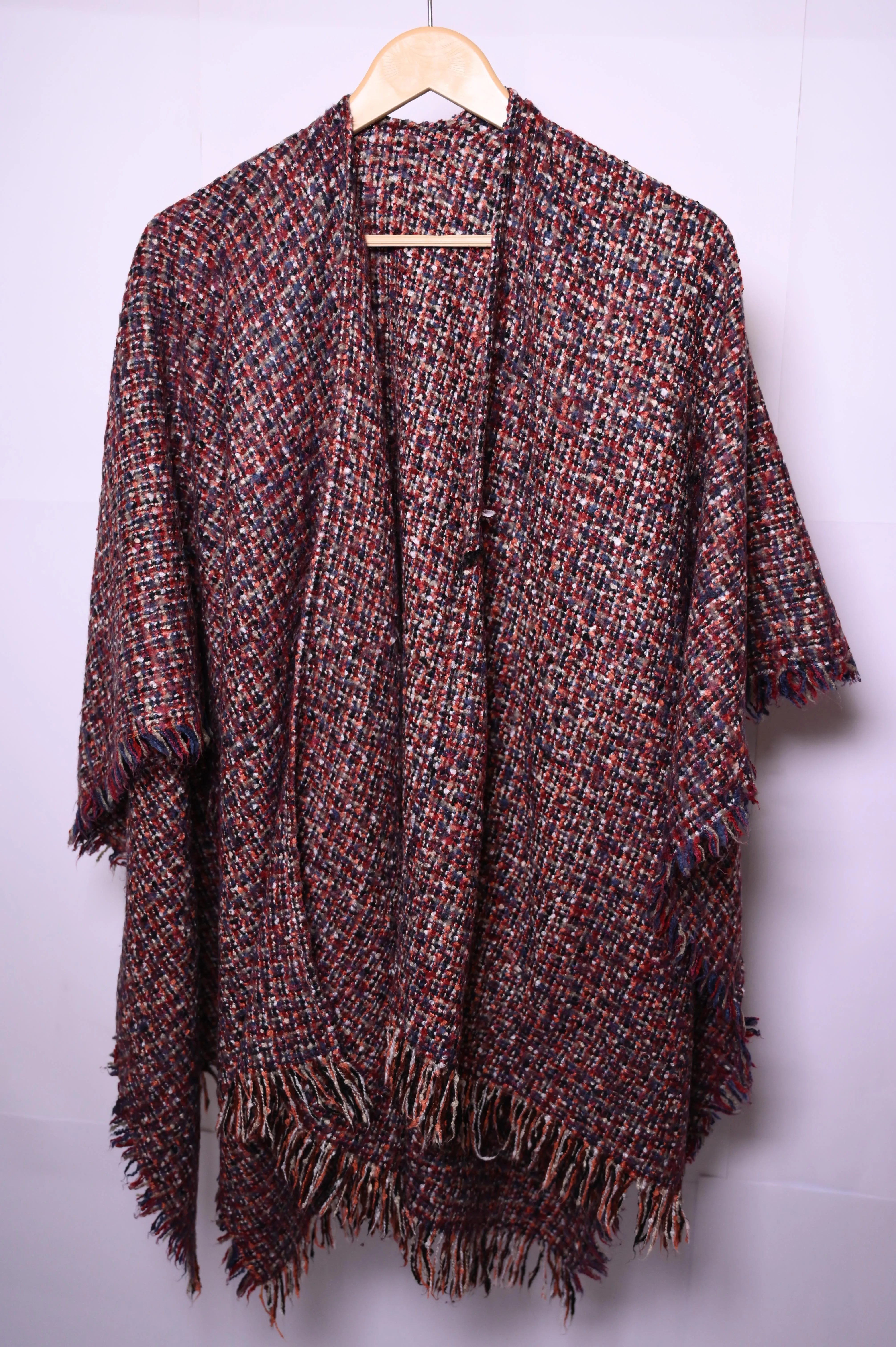 Thriftyfy Red & Dotted Design Winter Cape