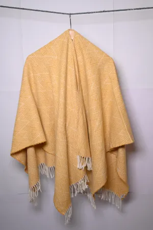 Thriftyfy Yellow & Off-White Zig-Zag Winter Cape