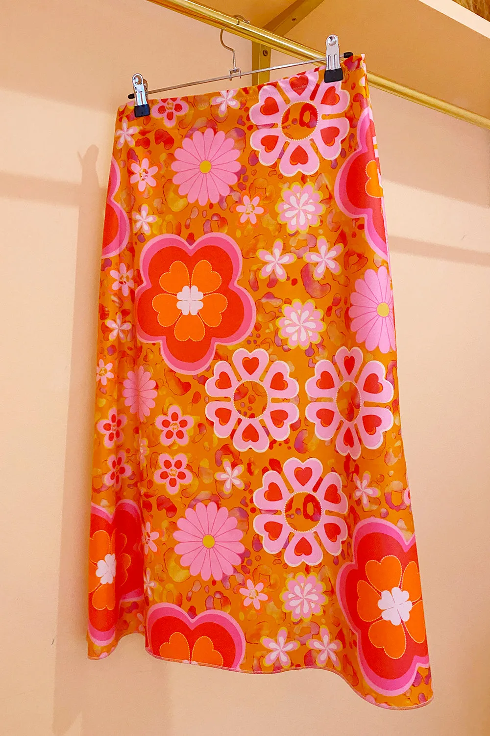 UK 8-10 S Euphloria Midi Slip Festival Skirt - Porange