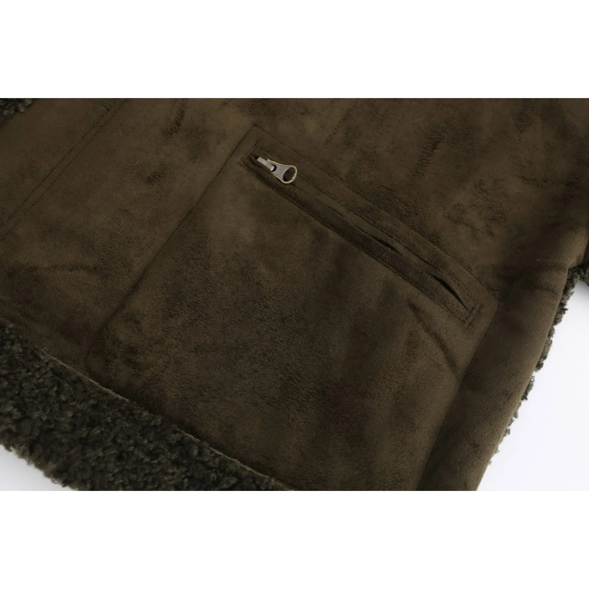 Women Shearling Pilot Jacket - Metallic Green