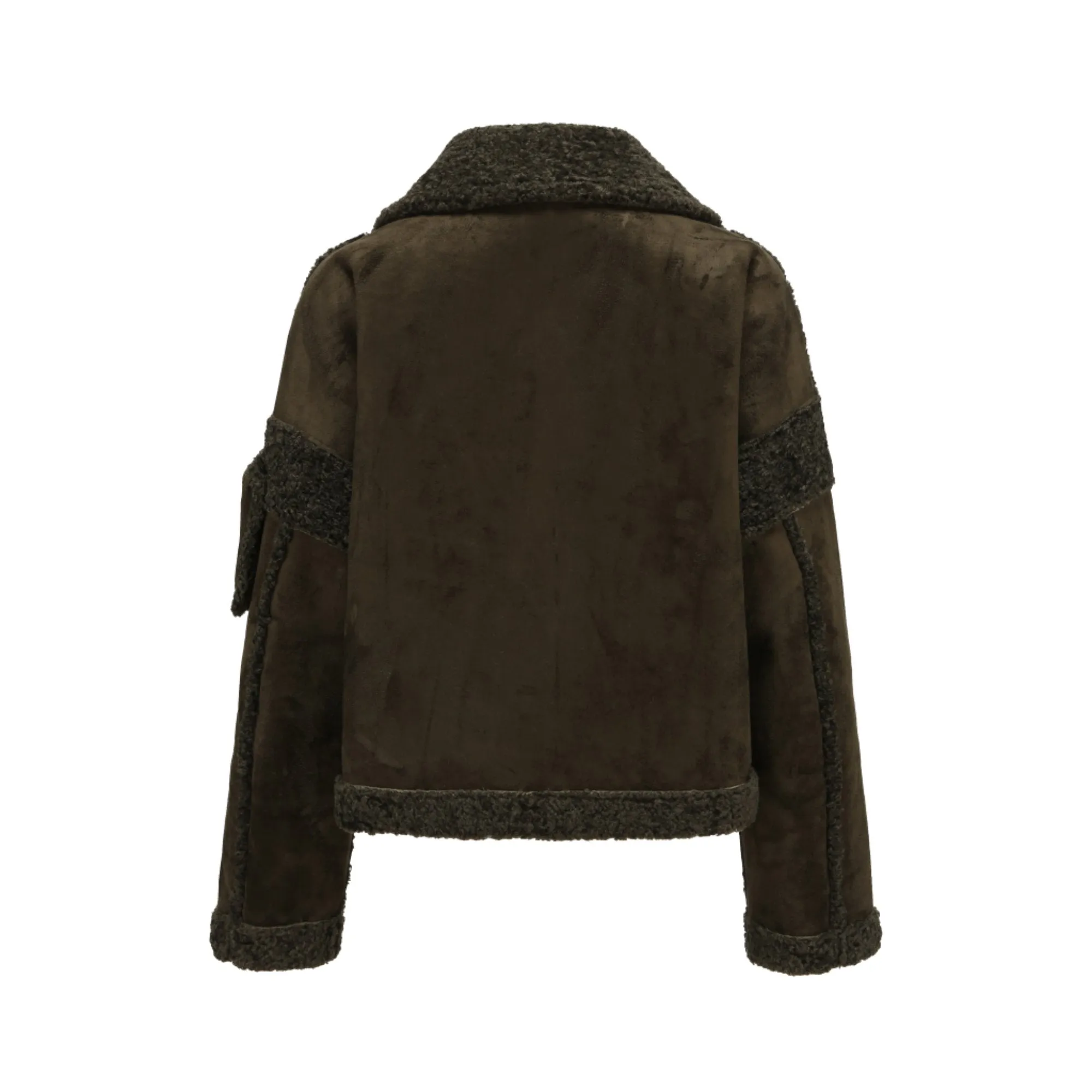 Women Shearling Pilot Jacket - Metallic Green