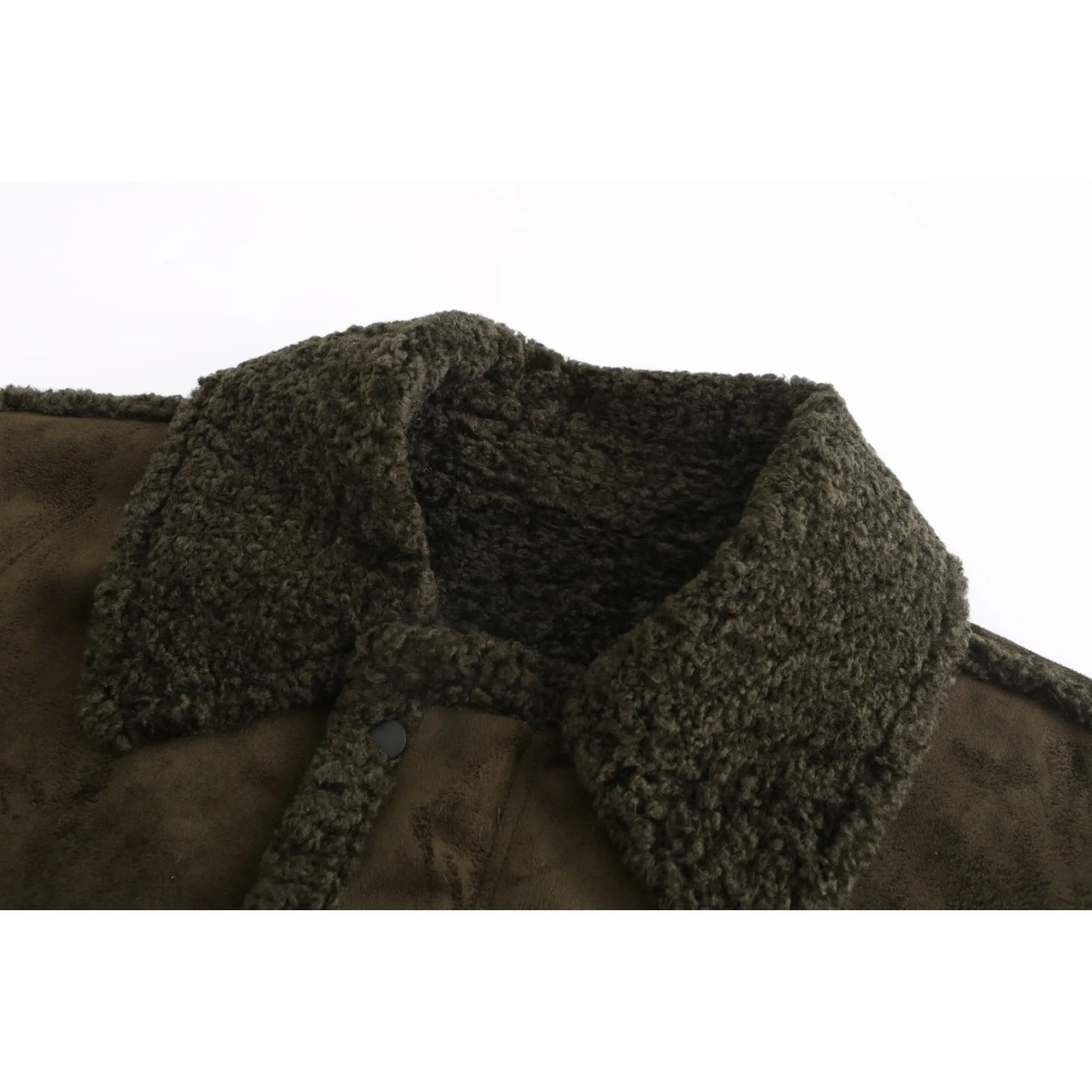 Women Shearling Pilot Jacket - Metallic Green