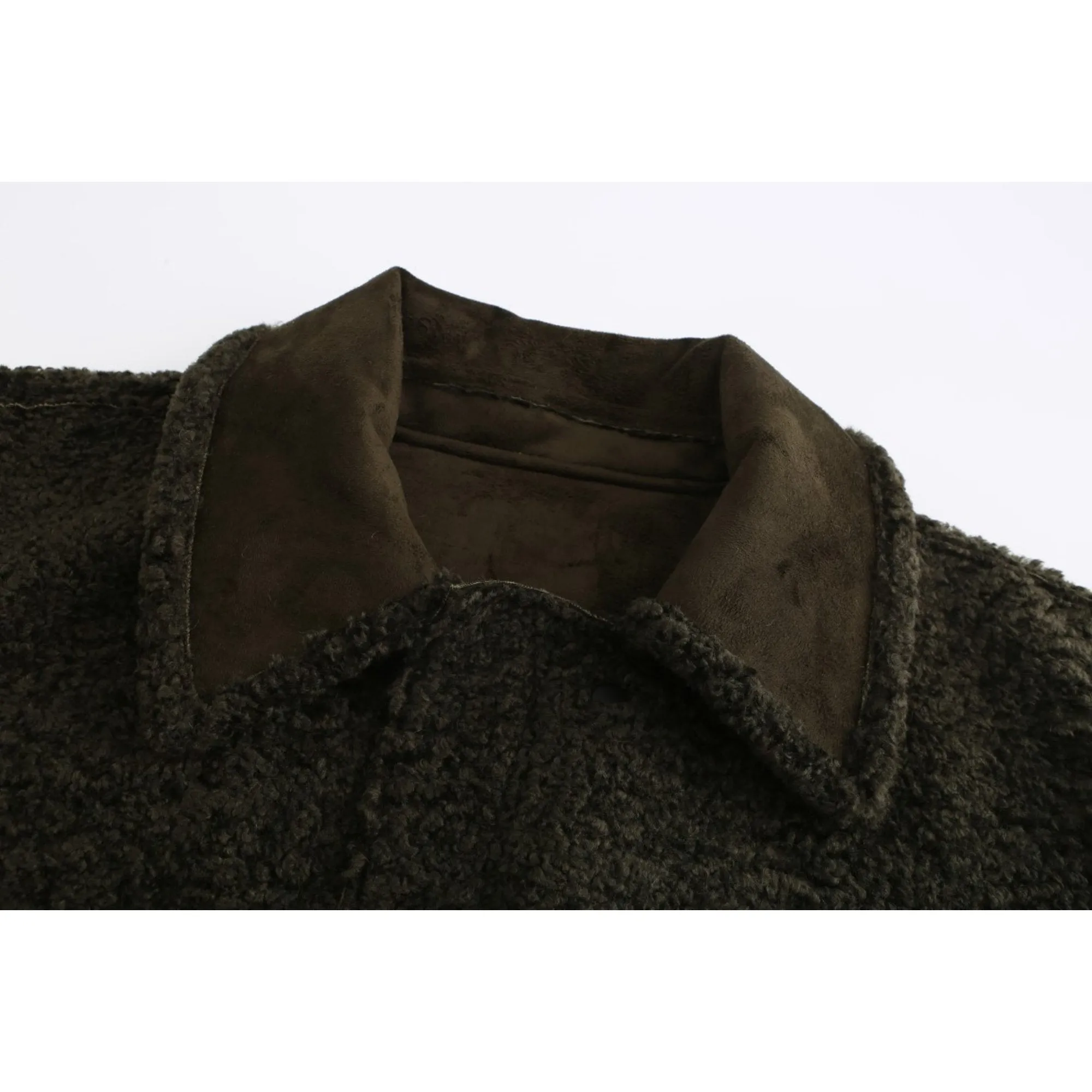 Women Shearling Pilot Jacket - Metallic Green