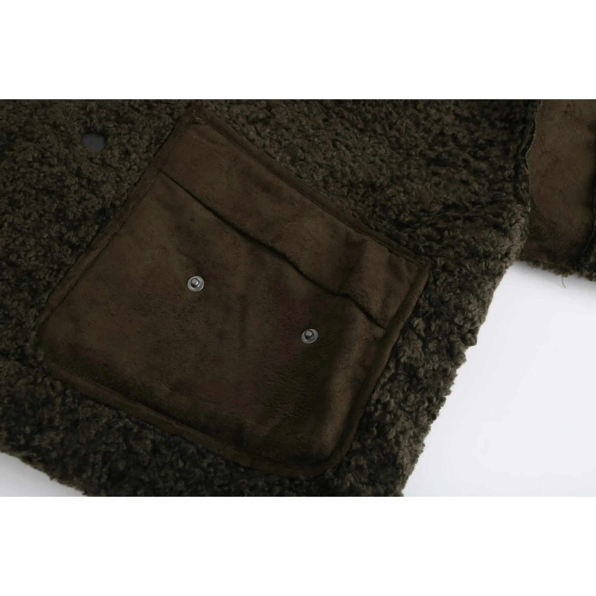 Women Shearling Pilot Jacket - Metallic Green
