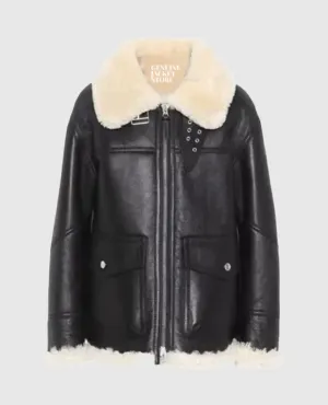 Women's Ivory Aviator Shearling Jacket