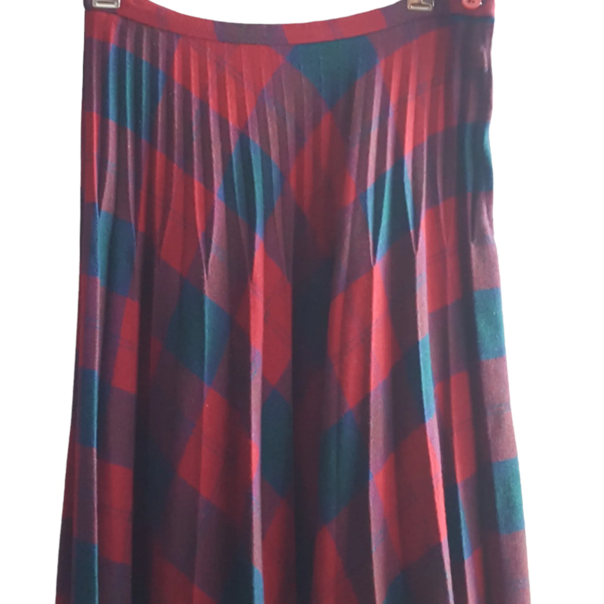 Wool 1970s Red Buffalo Plaid Maxi Skirt size S