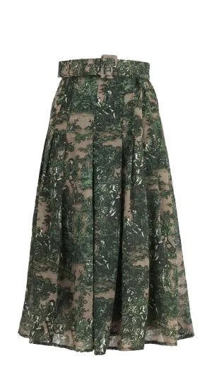 Zeller Skirt Midi Length Wool Musola (Antilles Toile Ground)
